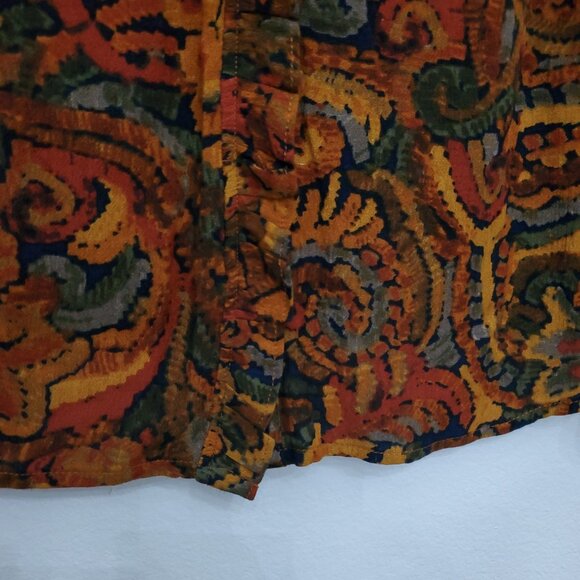 Intro Rust Multi Abstract Paisley Button Front Long Sleeve Women's Tunic Top XL - Picture 5 of 12